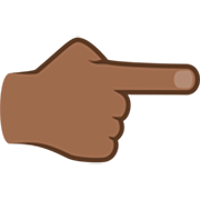 👉🏾 Emoji nach rechts weisender Zeigefinger: mitteldunkle Hautfarbe JoyPixels 7.0.