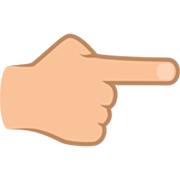 👉🏼 Emoji Dorso Da Mão Com Dedo Indicador Apontando Para A Direita: Pele Morena Clara na JoyPixels 7.0.