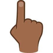 👆🏾 Emoji Dorso Da Mão Com Dedo Indicador Apontando Para Cima: Pele Morena Escura na JoyPixels 7.0.