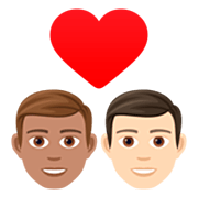 👨🏽‍❤️‍👨🏻 Emoji Beijo - Homem: Pele Morena, Homem: Pele Clara na JoyPixels 7.0.