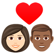 👩🏻‍❤️‍👨🏾 Emoji Pareja Enamorada - Mujer: Tono De Piel Claro, Hombre: Tono De Piel Oscuro Medio en JoyPixels 7.0.