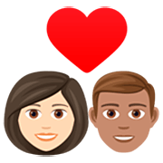 👩🏻‍❤️‍👨🏽 Emoji Pareja Enamorada - Mujer: Tono De Piel Claro, Hombre: Tono De Piel Medio en JoyPixels 7.0.