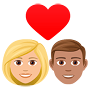 👩🏼‍❤️‍👨🏽 Emoji Pareja Enamorada - Mujer: Tono De Piel Claro Medio, Hombre: Tono De Piel Medio en JoyPixels 7.0.