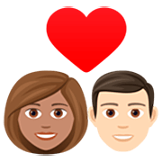 👩🏽‍❤️‍👨🏻 Emoji Casal Apaixonado - Mulher: Pele Morena, Homem: Pele Clara na JoyPixels 7.0.