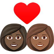 👩🏿‍❤️‍👩🏾 Emoji Liebespaar - Frau: dunkle Hautfarbe, Frau: mitteldunkle Hautfarbe JoyPixels 7.0.