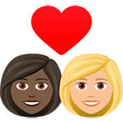 👩🏿‍❤️‍👩🏼 Emoji Casal Apaixonado - Mulher: Pele Escura, Mulher: Pele Morena Clara na JoyPixels 7.0.