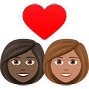 Couple Avec Cœur - Femme: Peau Foncée, Femme: Peau Légèrement Mate JoyPixels 7.0.