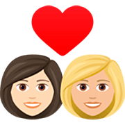 👩🏻‍❤️‍👩🏼 Emoji Casal Apaixonado - Mulher: Pele Clara, Mulher: Pele Morena Clara na JoyPixels 7.0.