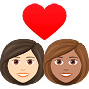 👩🏻‍❤️‍👩🏽 Emoji Casal Apaixonado - Mulher: Pele Clara, Mulher: Pele Morena Clara na JoyPixels 7.0.