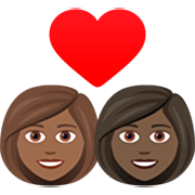 👩🏾‍❤️‍👩🏿 Emoji Liebespaar - Frau: mitteldunkle Hautfarbe, Frau: dunkle Hautfarbe JoyPixels 7.0.