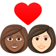 👩🏾‍❤️‍👩🏻 Emoji Casal Apaixonado - Mulher: Pele Morena Escura, Mulher: Pele Clara na JoyPixels 7.0.