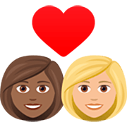 👩🏾‍❤️‍👩🏼 Emoji Casal Apaixonado - Mulher: Pele Morena Escura, Mulher: Pele Morena Clara na JoyPixels 7.0.