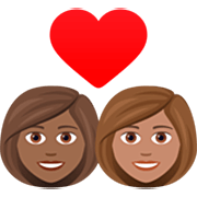 👩🏾‍❤️‍👩🏽 Emoji Liebespaar - Frau: mitteldunkle Hautfarbe, Frau: mittlere Hautfarbe JoyPixels 7.0.