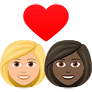 👩🏼‍❤️‍👩🏿 Emoji Liebespaar - Frau: mittelhelle Hautfarbe, Frau: dunkle Hautfarbe JoyPixels 7.0.