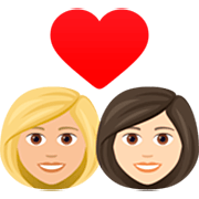 👩🏼‍❤️‍👩🏻 Emoji Casal Apaixonado - Mulher: Pele Morena Clara, Mulher: Pele Clara na JoyPixels 7.0.