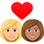 👩🏼‍❤️‍👩🏽 Emoji Liebespaar - Frau: mittelhelle Hautfarbe, Frau: mittlere Hautfarbe JoyPixels 7.0.