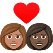 👩🏽‍❤️‍👩🏿 Emoji Casal Apaixonado - Mulher: Pele Morena Clara, Mulher: Pele Escura na JoyPixels 7.0.