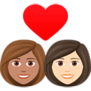 👩🏽‍❤️‍👩🏻 Emoji Pareja Enamorada - Mujer: Tono De Piel Medio, Mujer: Tono De Piel Claro en JoyPixels 7.0.
