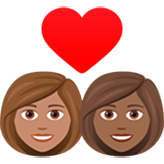 👩🏽‍❤️‍👩🏾 Emoji Casal Apaixonado - Mulher: Pele Morena, Mulher: Pele Morena Escura na JoyPixels 7.0.