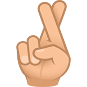 🤞🏼 Emoji Hand mit gekreuzten Fingern: mittelhelle Hautfarbe JoyPixels 7.0.
