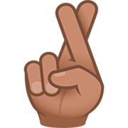 🤞🏽 Emoji Hand mit gekreuzten Fingern: mittlere Hautfarbe JoyPixels 7.0.