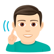 Emoji 🧏🏻‍♂️ Uomo Con Problemi Di Udito: Carnagione Chiara su JoyPixels 7.0.