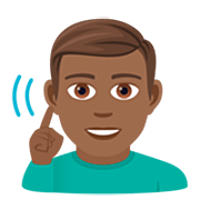 Emoji 🧏🏾‍♂️ Uomo Con Problemi Di Udito: Carnagione Abbastanza Scura su JoyPixels 7.0.