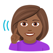 Emoji 🧏🏾‍♀️ Donna Con Problemi Di Udito: Carnagione Abbastanza Scura su JoyPixels 7.0.