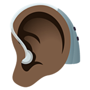 🦻🏿 Emoji Ohr mit Hörhilfe: dunkle Hautfarbe JoyPixels 7.0.