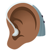 🦻🏾 Emoji Ohr mit Hörhilfe: mitteldunkle Hautfarbe JoyPixels 7.0.