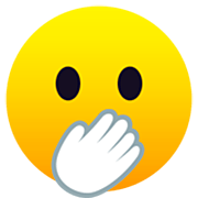 Emoji 🫢 Faccia Con Gli Occhi Aperti E La Mano Sulla Bocca Emoji su JoyPixels 7.0.