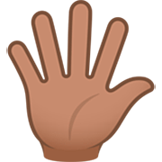 🖐🏽 Emoji Hand mit gespreizten Fingern: mittlere Hautfarbe JoyPixels 7.0.