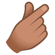 🫰🏽 Emoji Mão Com Dedo İndicador E Polegar Cruzado: Pele Morena na JoyPixels 7.0.