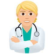 Emoji 🧑🏼‍⚕️ Persona Che Lavora Nella Sanità: Carnagione Abbastanza Chiara su JoyPixels 7.0.