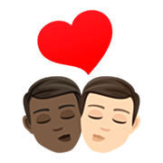👨🏿‍❤️‍💋‍👨🏻 Emoji sich küssendes Paar - Mann: dunkle Hautfarbe, Mann: helle Hautfarbe JoyPixels 7.0.