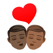 👨🏿‍❤️‍💋‍👨🏾 Emoji Beso - Hombre: Tono De Piel Oscuro, Hombre: Tono De Piel Oscuro Medio en JoyPixels 7.0.
