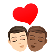 👨🏻‍❤️‍💋‍👨🏾 Emoji Beso - Hombre: Tono De Piel Claro, Hombre: Tono De Piel Oscuro Medio en JoyPixels 7.0.