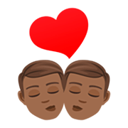 👨🏾‍❤️‍💋‍👨🏾 Emoji Beijo - Homem: Pele Morena Escura, Homem: Pele Morena Escura na JoyPixels 7.0.