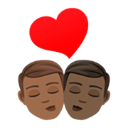 👨🏾‍❤️‍💋‍👨🏿 Emoji sich küssendes Paar - Mann: mitteldunkle Hautfarbe, Mann: dunkle Hautfarbe JoyPixels 7.0.