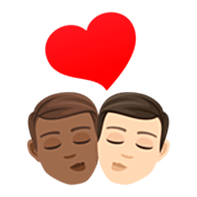 👨🏾‍❤️‍💋‍👨🏻 Emoji Beso - Hombre: Tono De Piel Oscuro Medio, Hombre: Tono De Piel Claro en JoyPixels 7.0.
