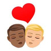 👨🏾‍❤️‍💋‍👨🏼 Emoji Beso - Hombre: Tono De Piel Oscuro Medio, Hombre: Tono De Piel Claro Medio en JoyPixels 7.0.