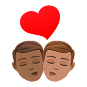 👨🏾‍❤️‍💋‍👨🏽 Emoji sich küssendes Paar - Mann: mitteldunkle Hautfarbe, Mann: mittlere Hautfarbe JoyPixels 7.0.