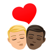 👨🏼‍❤️‍💋‍👨🏿 Emoji sich küssendes Paar - Mann: mittelhelle Hautfarbe, Mann: dunkle Hautfarbe JoyPixels 7.0.
