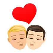 👨🏼‍❤️‍💋‍👨🏻 Emoji Beijo - Homem: Pele Morena Clara, Homem: Pele Clara na JoyPixels 7.0.