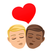 sich küssendes Paar - Mann: mittelhelle Hautfarbe, Mann: mitteldunkle Hautfarbe JoyPixels 7.0.
