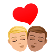👨🏼‍❤️‍💋‍👨🏽 Emoji Beso - Hombre: Tono De Piel Claro Medio, Hombre: Tono De Piel Medio en JoyPixels 7.0.