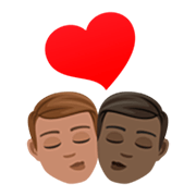 Emoji 👨🏽‍❤️‍💋‍👨🏿 Bacio Tra Coppia - Uomo: Carnagione Olivastra, Uomo: Carnagione Scura su JoyPixels 7.0.