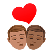 👨🏽‍❤️‍💋‍👨🏾 Emoji Beso - Hombre: Tono De Piel Claro Medio en JoyPixels 7.0.