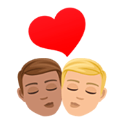 👨🏽‍❤️‍💋‍👨🏼 Emoji Beso - Hombre: Tono De Piel Medio, Hombre: Tono De Piel Claro Medio en JoyPixels 7.0.