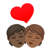 🧑🏿‍❤️‍💋‍🧑🏾 Emoji sich küssendes Paar: Person, Person, dunkle Hautfarbe, mitteldunkle Hautfarbe JoyPixels 7.0.